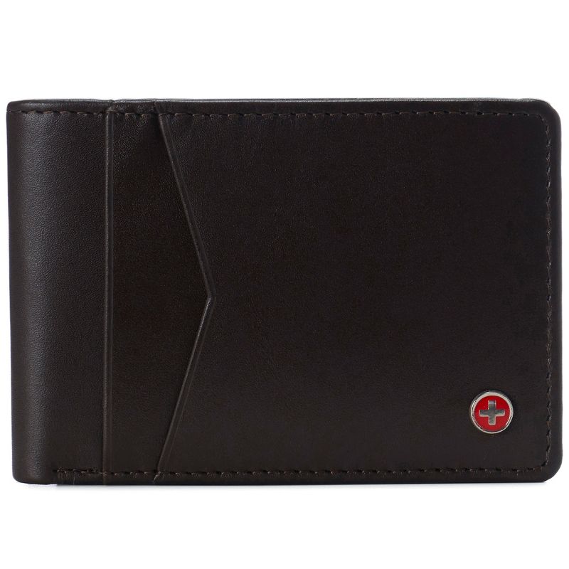 Alpine Swiss Men’s Delaney Slimfold RFID Safe Slim Bifold Wallet Smooth Leather Comes in Gift Box, 1 of 7
