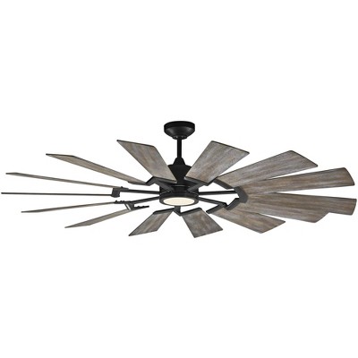 62" Monte Carlo Prairie Rustic Large Windmill Ceiling Fan with Remote
