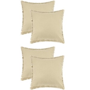 Unique Bargains 4 Pcs Cotton Decorative Throw Pillow Cover with Tassel Trim for Farmhouse Sofa Couch Bed - 1 of 4
