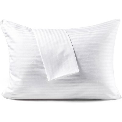 Faunna 600TC 100% Cotton Pillow Protectors, Body (20x54"), 2 Pack, Oeko-TEX, Silent Zipper, Hotel-Grade, White