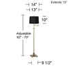 360 Lighting Modern Swing Arm Floor Lamp Adjustable Height 70" Tall Antique Brass Black Hardback Drum Shade for Living Room Reading Bedroom - 4 of 4