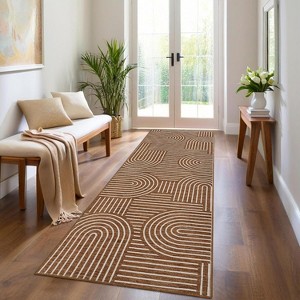 Modern Abstract Stripe Rug, Soft Low-Pile Washable Non-Slip Carpet for Living Room, Bedroom, Office - 1 of 4