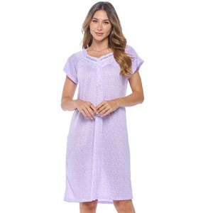 Casual Nights Women's Lace Short Sleeve Nightgown - 1 of 4
