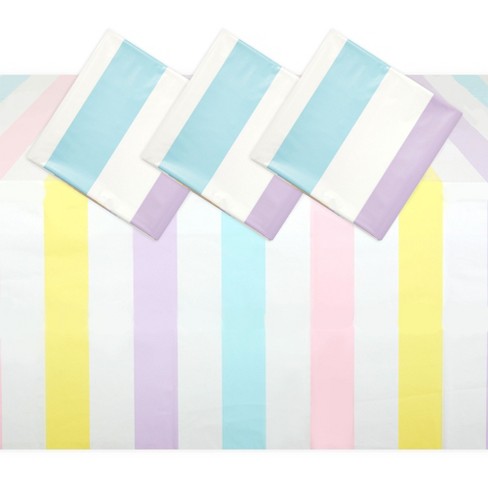 Blue Panda 3 Pack Pastel Rainbow Tablecloth For Baby Shower