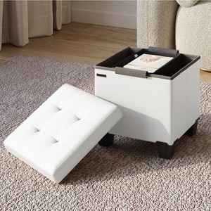 StorageBud Storage Ottoman for Bedroom End of Bed, Faux Leather Storage Bench, Large Storage Ottoman Bench, Entryway Bench with Storage - 1 of 4