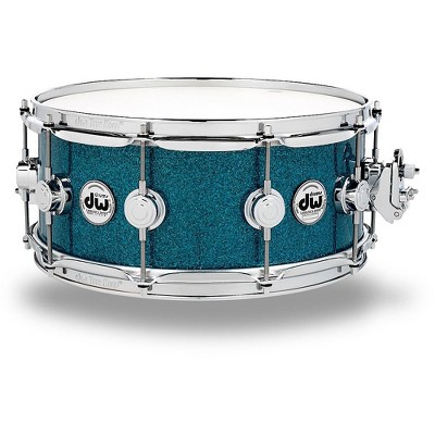 DW Collector's Series Finish Ply Teal Glass Snare Drum with Chrome Hardware 14 x 6 in.