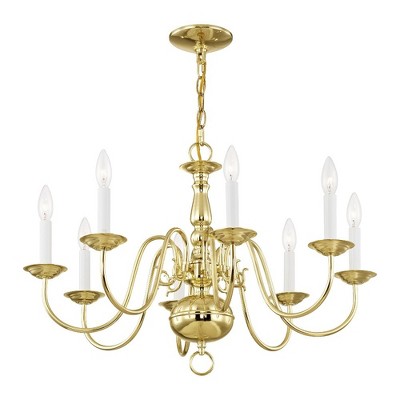 Colonial Elegance 8-Light Polished Brass Chandelier