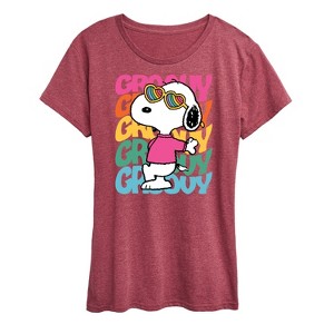 Women's - Peanuts - Groovy Stacked Short Sleeve Graphic T-Shirt - 1 of 4