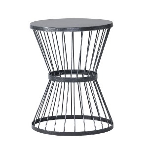 ACEPANO 16.25 in. W Modern Open-Style Hourglass Cage-Design Side Table with Metal Frame for Outdoor & Indoor-Black - 1 of 4