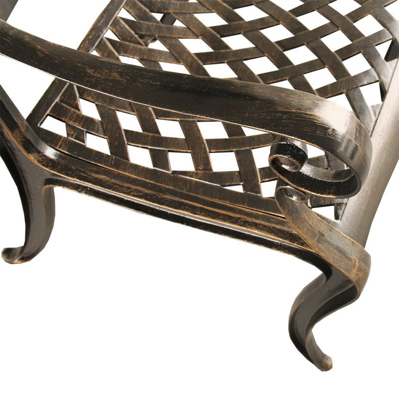 Rose Ornate Outdoor Mesh Lattice Aluminum Dining Chair - Bronze - Oakland Living, 6 of 8