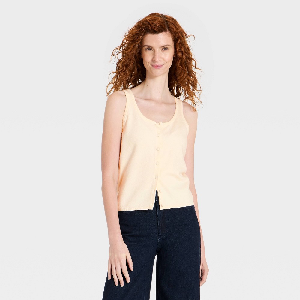 Women's Button-Front Vest Tank Cardigan Sweater - A New Day™ Cream L