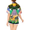 LA LEELA Women's Swim Summer Vacation Button Down Short Sleeve Overshirt Summer Hawaiian Shirts Blouse Tops For Women - 2 of 4