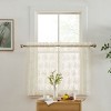 HLC.ME Jolene Floral Rod Pocket Lace Semi Sheer Voile Short Cafe Tiers - Set of 2 - 3 of 4
