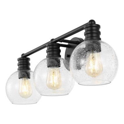 Sunetta Black Iron 3-Light Wall Sconce with Clear Shades