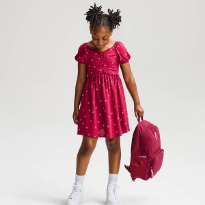 Girls' Short Sleeve Heart Lockets Woven Dress - Cat & Jack™ Cherry