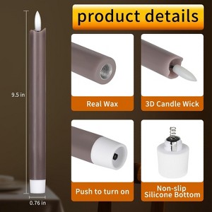 Flameless Red Taper Candles Flickering with 10-Key Remote, LED Warm 3D Wick Light Window Candles Real Wax Pack of 6, Christmas Home Wedding Decor - 1 of 4