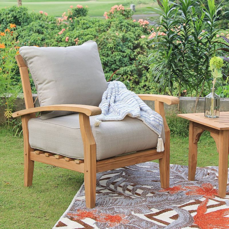 Cambridge Casual 3pc Caterina Teak Outdoor Patio Small Space Chat Furniture Set with Cushion Beige, 5 of 8