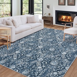 Machine Washable Area Rug Vintage Printed Ultra-Thin Non Slip Low Pile Rugs Stain Resistant Foldable Indoor Carpet for Living Room Bedroom - 1 of 4