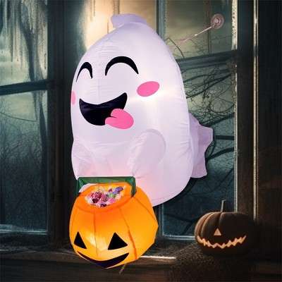 SYNCFUN 4.5/6 FT Halloween Inflatable Flying Ghost Broke Out from Window Inflatable Cute Ghost for Halloween Outdoor, Yard, Garden, Lawn Decoration