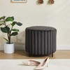 PAGED Upholstered Round Pouf Ottoman, Portable Foot Rest Ottoman Bench, Lightweight Faux Fur Footstool, Ideal as Entryway Bench or Extra Seating - 2 of 4