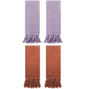 REGALWOVEN Solid Cotton Bathroom Hand Towel with Tassel 4 Pack - 1 of 4