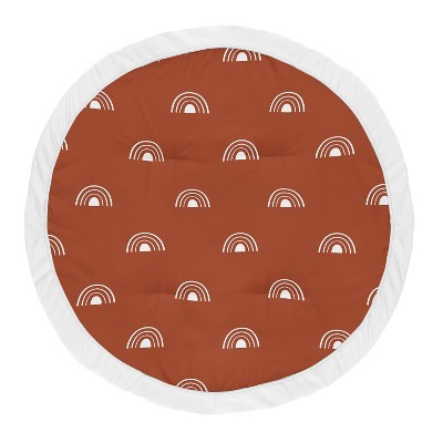 Image of Sweet Jojo Designs Boy, Girl, Unisex/Gender Neutral Baby Tummy Time Playmat Boho Rainbow Orange and White