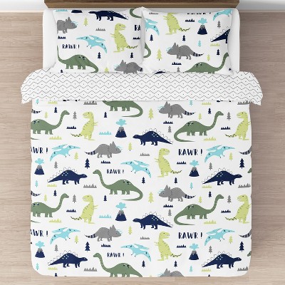 Sweet Jojo Designs Boy Full/Queen Comforter Bedding Set Mod Dinosaur Blue and Green 3pc. — фото 3