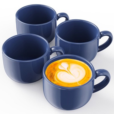 Omniware Teaz Cafe 24oz Jumbo Mug, Set of 4 - Rustic Stoneware, Oversized Handle, Dishwasher Safe, Lead-Free Glaze
