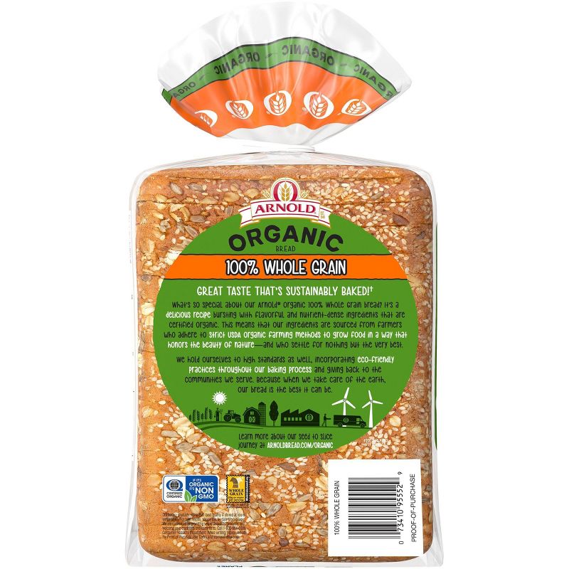 Arnold Organic 100% Whole Grain Sandwich Bread - 765g, 4 of 11