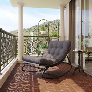 Indoor/Outdoor Rocking Chair - Thick Waterproof Cushion, Adjustable Metal Frame Egg Rocker, Waterproof Cushion, Living Room, Porch, Garden, Lawn - 1 of 4