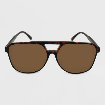 Women's Tortoise Shell Print Aviator Sunglasses - Wild Fable™ Brown