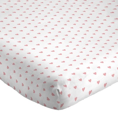 Queen Pink Hearts Organic Cotton Percale Sheet Set
