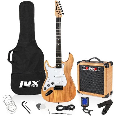 LyxPro Left Hand 39 Inch Electric Guitar and Starter Kit for Lefty Full Size Beginner’s Guitar, Amp, Six Strings, Two Picks, Shoulder Strap, Digital Clip On Tuner, Guitar Cable and Soft Case - Brown