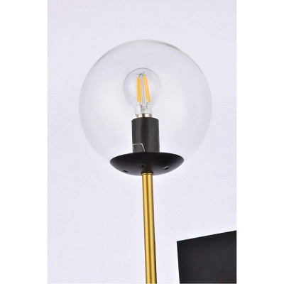 Neri Black and Brass Globe Glass Wall Sconce