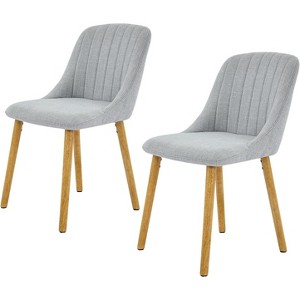 COZONY Set of 2 Dining Chairs, Modern Upholstered Kitchen Chairs with Ergonomic Back & Oak Legs, 300lbs Capacity for Home or Restaurant - 1 of 4