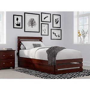 AFI Furnishings Oxford Twin Extra Long Bed with Footboard and USB Turbo Charger with Twin Extra Long Trundle in Walnut - 1 of 4