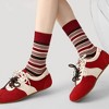 Anna-Kaci Women's 3 Pack Crew Socks Set Ribbed Knit Athletic Stripe and Classic Pattern Casual Everyday Wear - 3 of 4