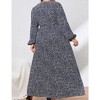 YESFASHION Women Plus Size Maxi Dresses Long Lantern Sleeves Casual Wrap Split Dress - 2 of 4