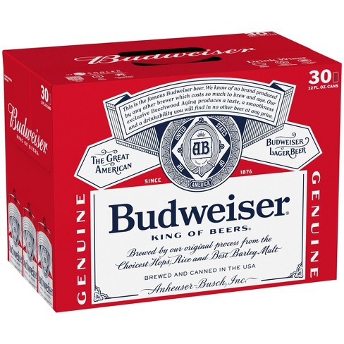 Budweiser Lager Beer - 30pk/12 Fl Oz Cans : Target