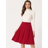 INSPIRE CHIC Women's Belted Waist Casual Knee Length Pleated A-Line Skirt - 3 of 4