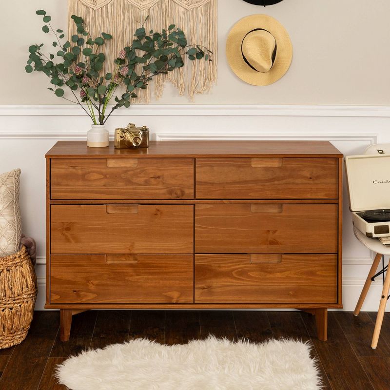 Mid-Century Modern Groove Wood 6 Drawer Dresser - Saracina Home, 3 of 29