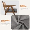 Mid-Century Accent Chair - Farmhouse Wood Armchair with Rattan Backrest & Linen Cushion - 3 of 4