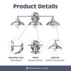 Prominence Home Lyndan 3 Light Industrial Bathroom Vanity Light, Damp Rated for High Moisture Areas, Quick Installation, Wall Mount, Brushed Nickel - 2 of 4