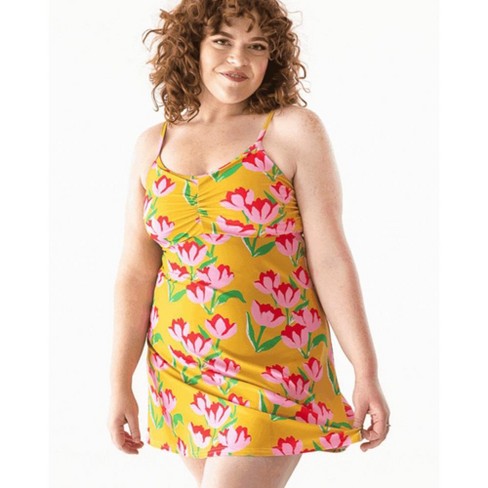 Lime Ricki Claus Square Neck Tankini Top - Yellow XL