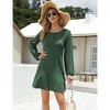 Clearlove Womens Henley Mini Dress Drawstring Long Lantern Sleeve Button Down Crew Neck Casual A Line Dress - 4 of 4