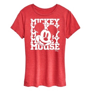 Women's - Disney - Mickey Mouse Stacked with Face Short Sleeve Graphic T-Shirt - 1 of 4