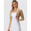 INSPIRE CHIC Women's Long Sleeve Cocktail Party Open Front Cropped Velvet Bolero Shrugs - 2 of 4