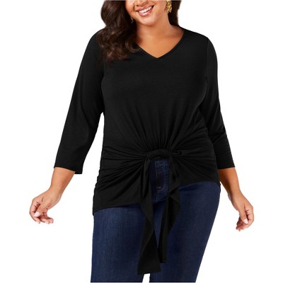 NY Collection Womens Gathered Front Pullover Blouse
