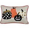 Gulches Pumpkin Embroidered Halloween Throw Pillow ¨C Spooky Polka Dot Linen Cushion for Fireplace Decor with Bat Accents - 2 of 4
