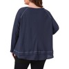 Women's Plus Size V Neck Long Sleeve Sweater Patchwork Hem Casual Waffle Knitted Top - Agnes Orinda - 4 of 4